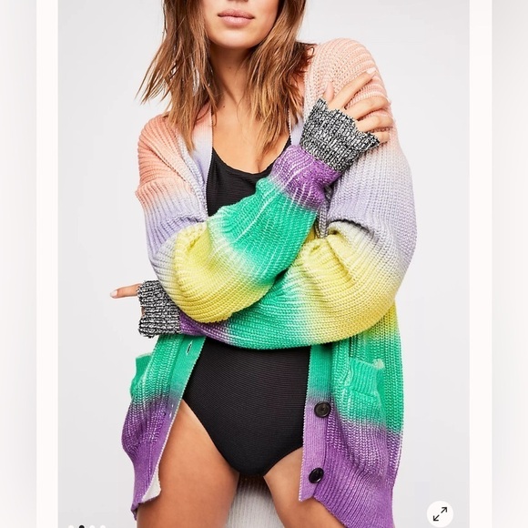 Rare Zadig & Voltaire Lilian Cow Rainbow Cardigan size M - Picture 1 of 9